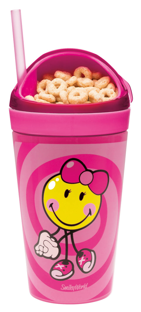 Smiley Snack en Drink Beker met Rietje 300 ml