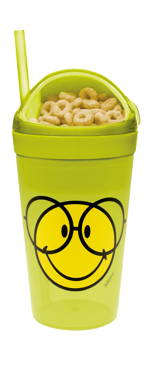 Smiley Snack en Drink Beker met Rietje 300 ml