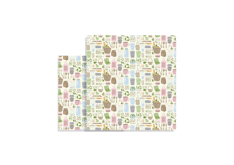 Bijenwasdoek Zero Waste Set van 2 Stuks Assorti